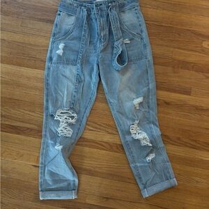 Stylish Blue Distressed Women Jeans